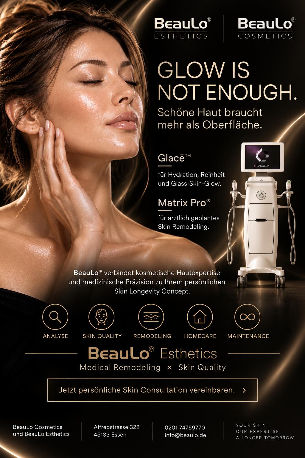 Beaulo Kampagnenmotiv: Glow is not enough – Glacē und Matrix Pro (by Candela Medical)